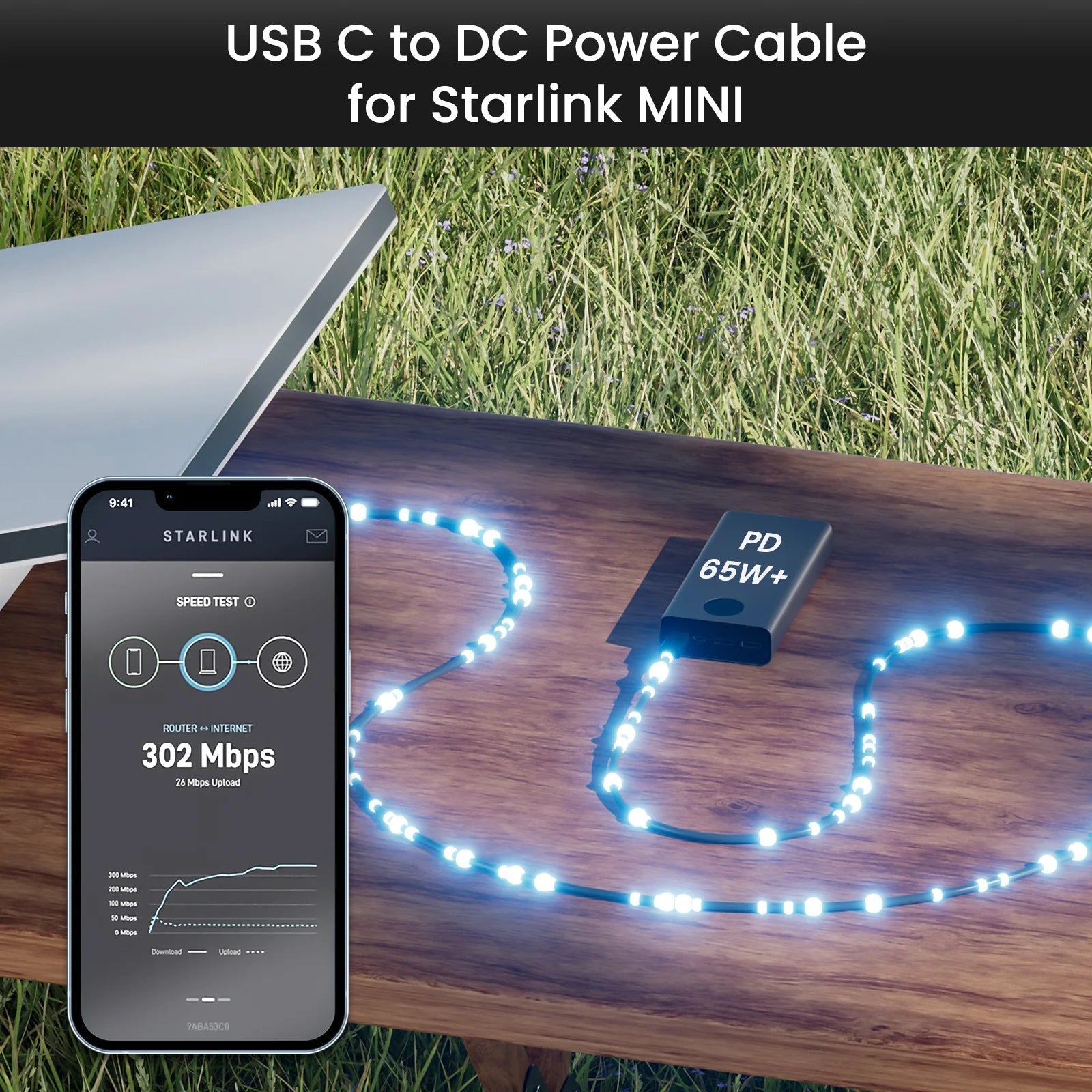 100W USB-C to DC Power Cable for Starlink Mini – 2M/6.5FT SpaceTek - Starlink Mounts & Accessories