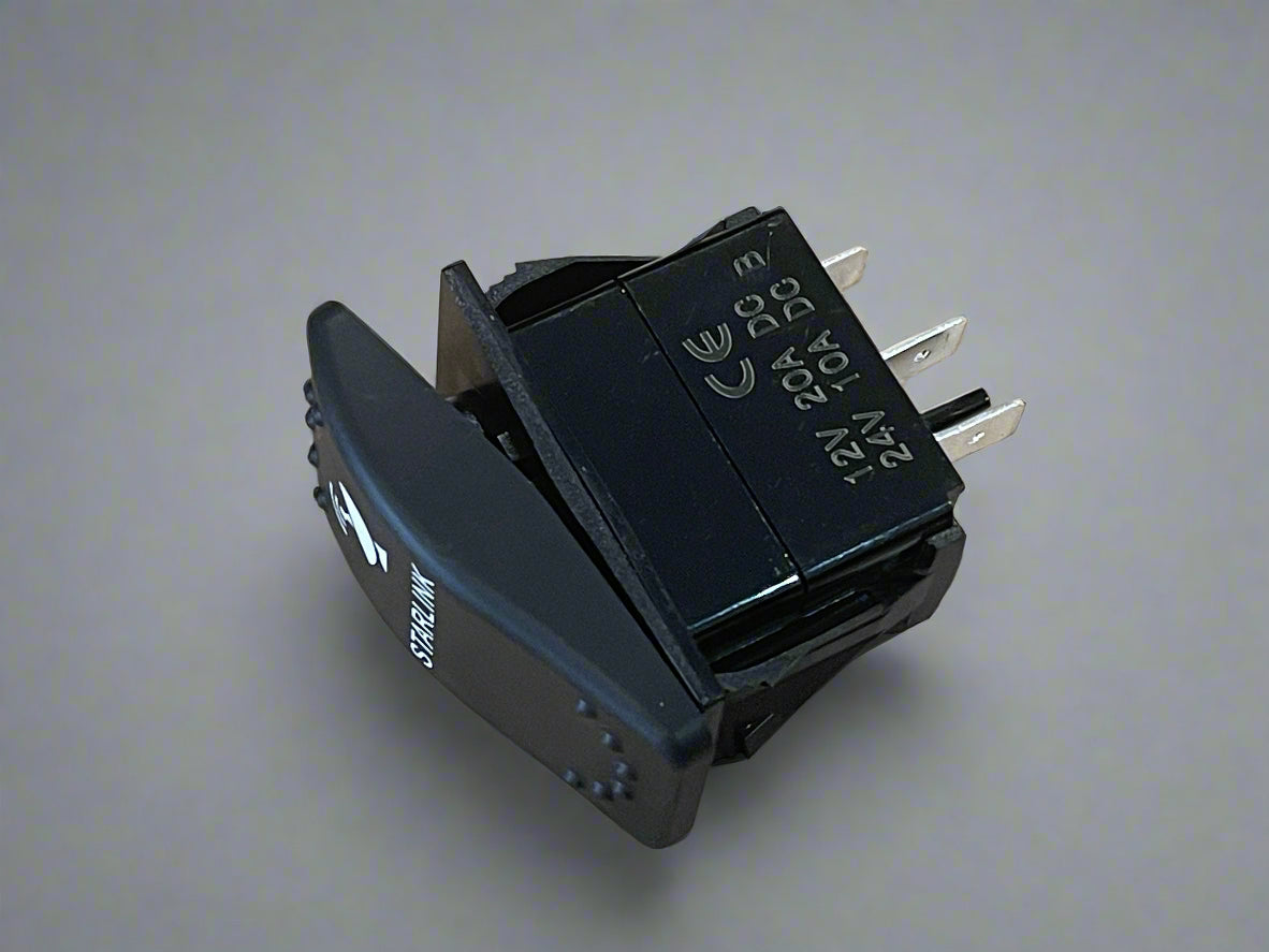 Starlink DC 3-Pole Rocker Switch – Blue LED with Mounting Plate Options (12V 20A / 24V 10A) SpaceTek - Starlink Mounts & Accessories