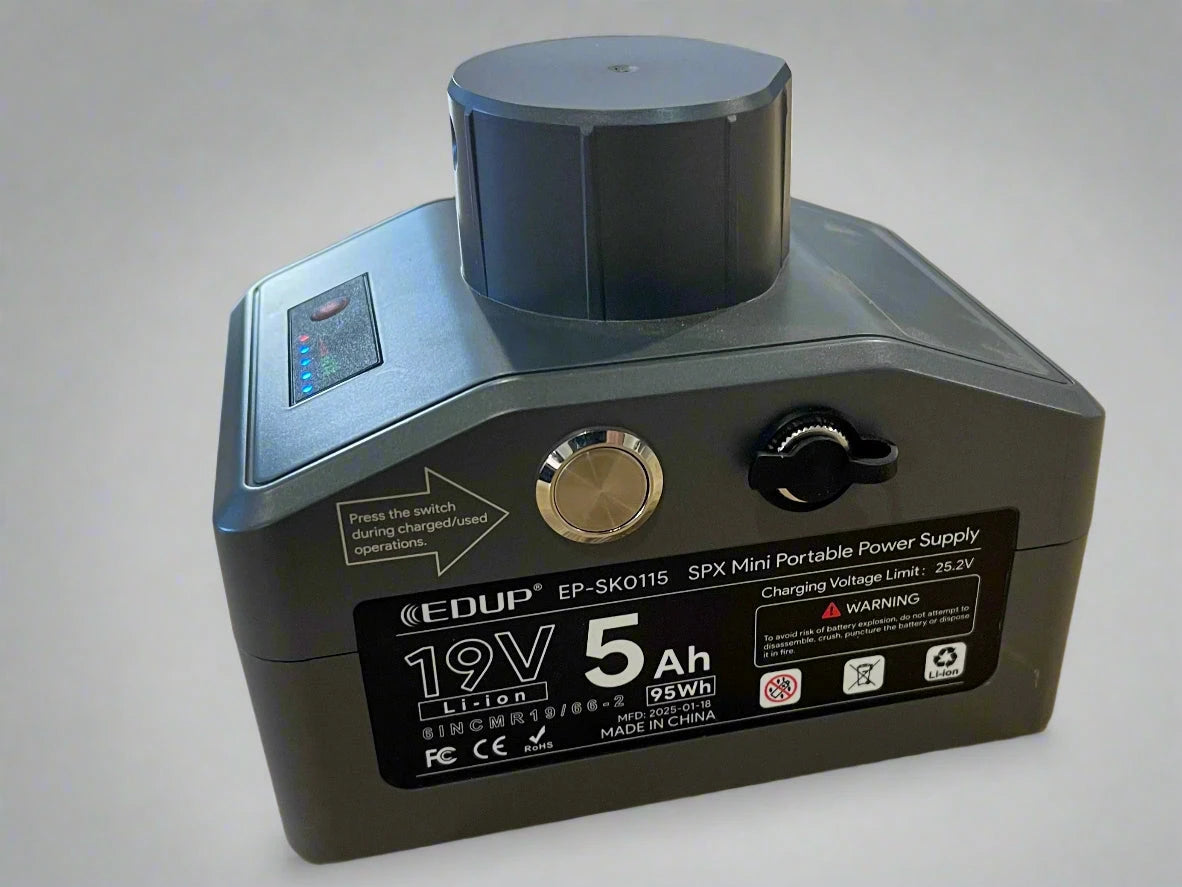 Portable Power Pack for Starlink Mini – 19V 5Ah Li-Ion | Up to 3.5 Hours Runtime | Includes AC Charger EDUP