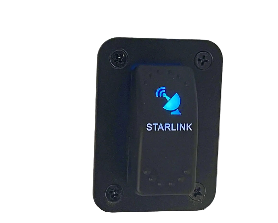 Starlink DC 3-Pole Rocker Switch – Blue LED with Mounting Plate Options (12V 20A / 24V 10A) SpaceTek - Starlink Mounts & Accessories