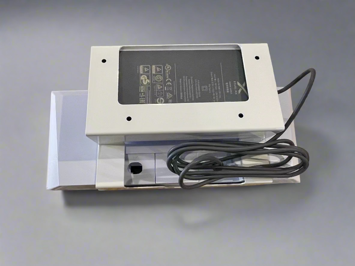 Powder-coated metal wall mount holder for Starlink Gen 3 router & 56V power supply – white finish SpaceTek - Starlink Mounts & Accessories