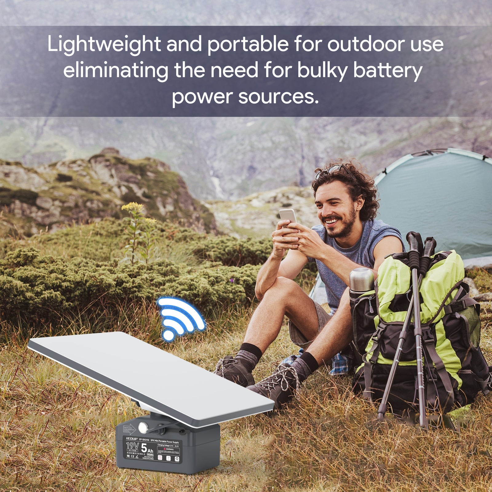 Portable Power Pack for Starlink Mini – 19V 5Ah Li-Ion | Up to 3.5 Hours Runtime | Includes AC Charger EDUP