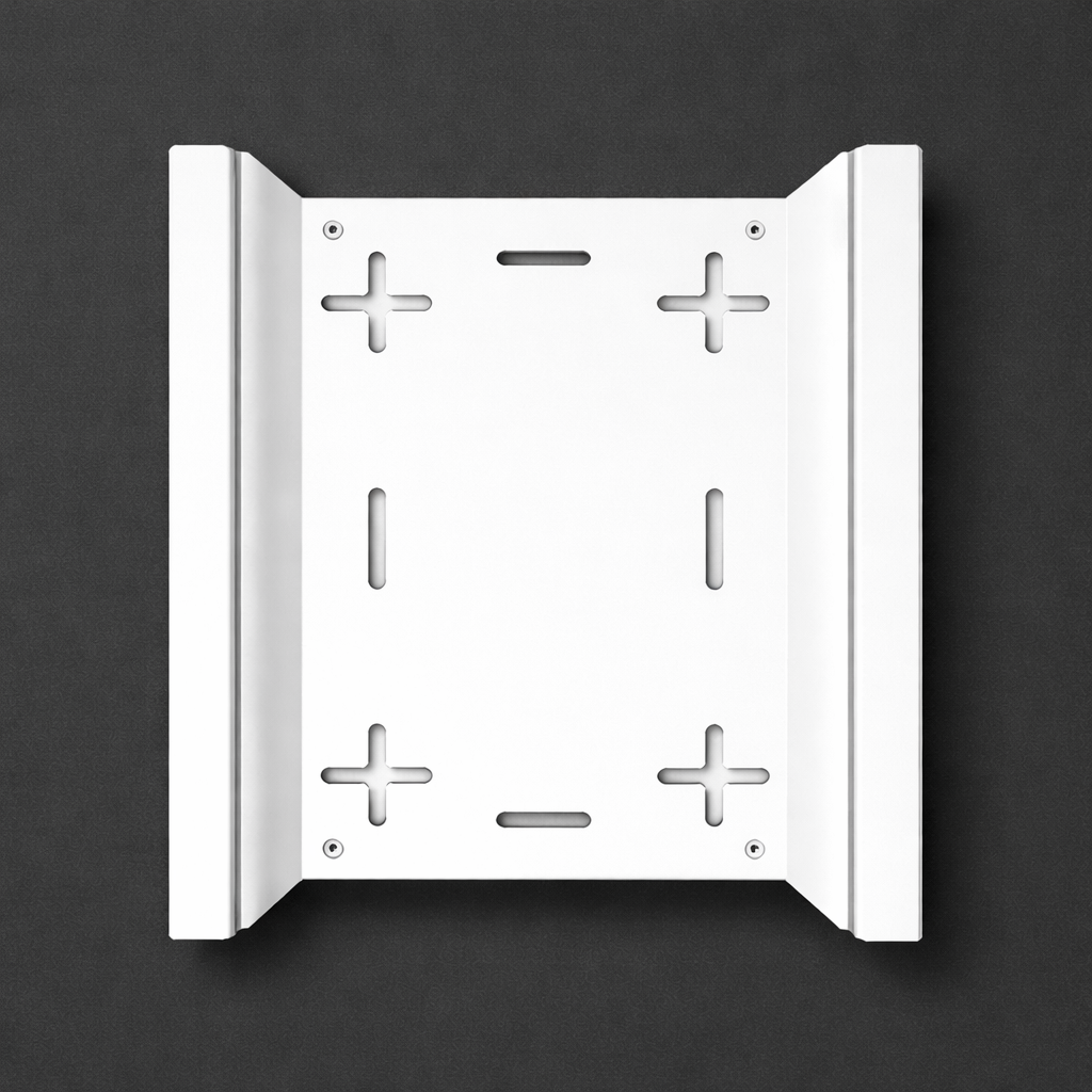 Starlink Mini in motion mount white in colour on a grey background