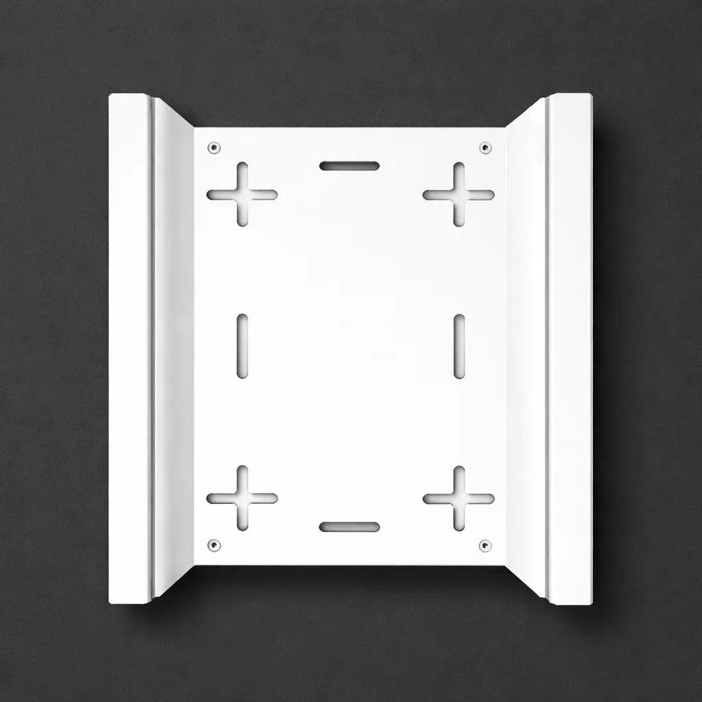 Starlink Mini in motion mount white in colour on a grey background