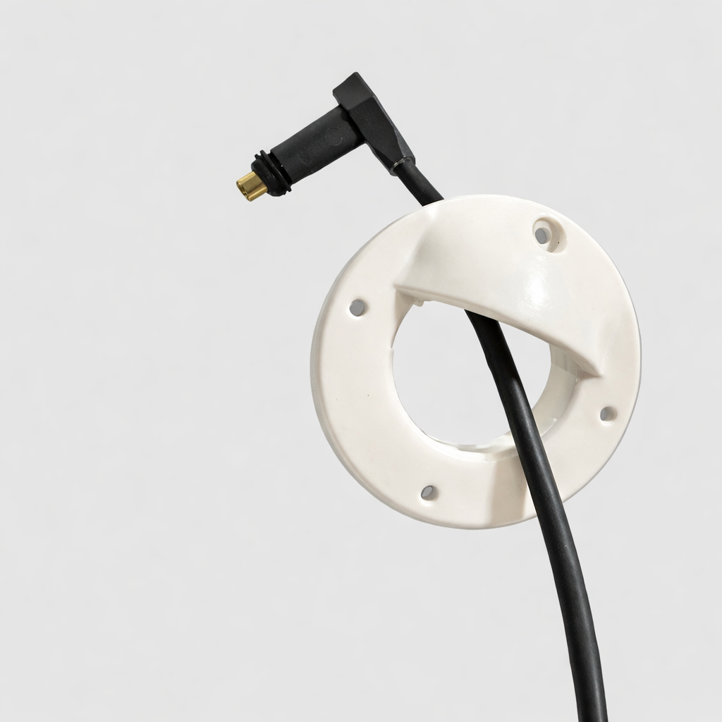 Starlink SPX cable access bung with cable installed, weatherproof entry solution for Starlink and external wiring