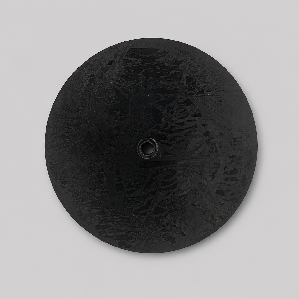 Underside of a heavy-duty 5-inch suction cup showing the large rubber vacuum pad and central M8 female threaded insert
