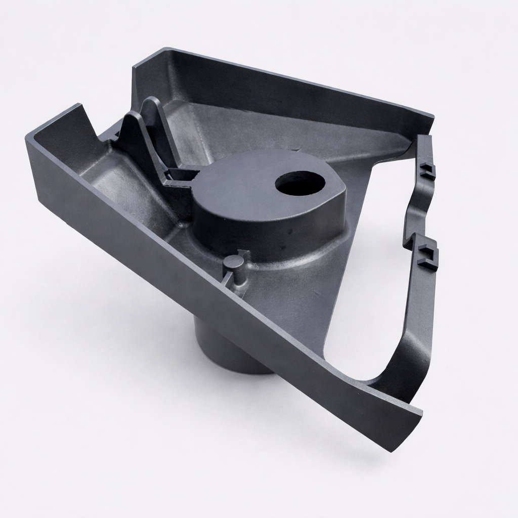 Underside view of Spacetek aluminium Starlink Gen 3 pole adaptor showing internal reinforcement and mounting features