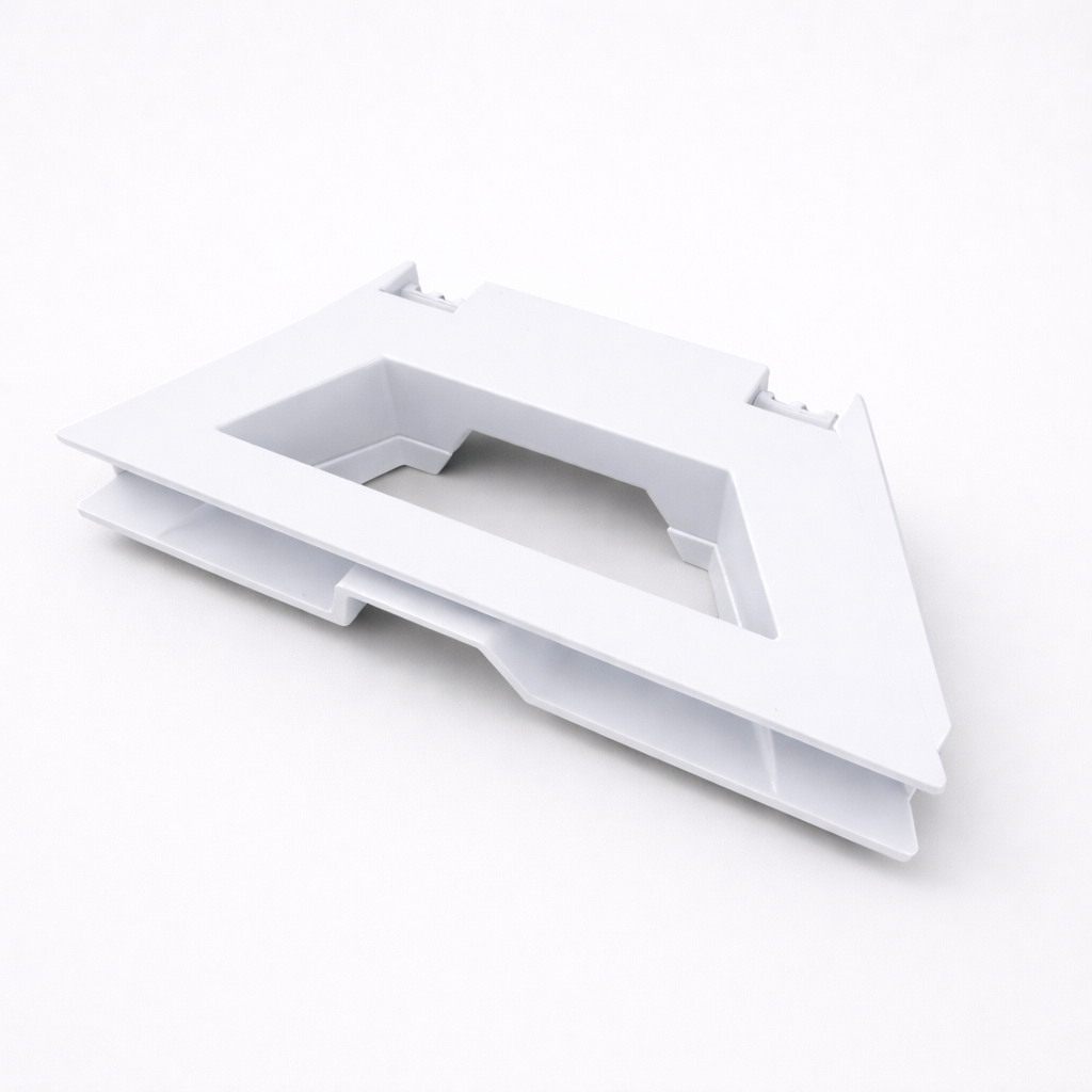 Genuine Starlink Mini kickstand rear detail showing hinge and support geometry on grey background