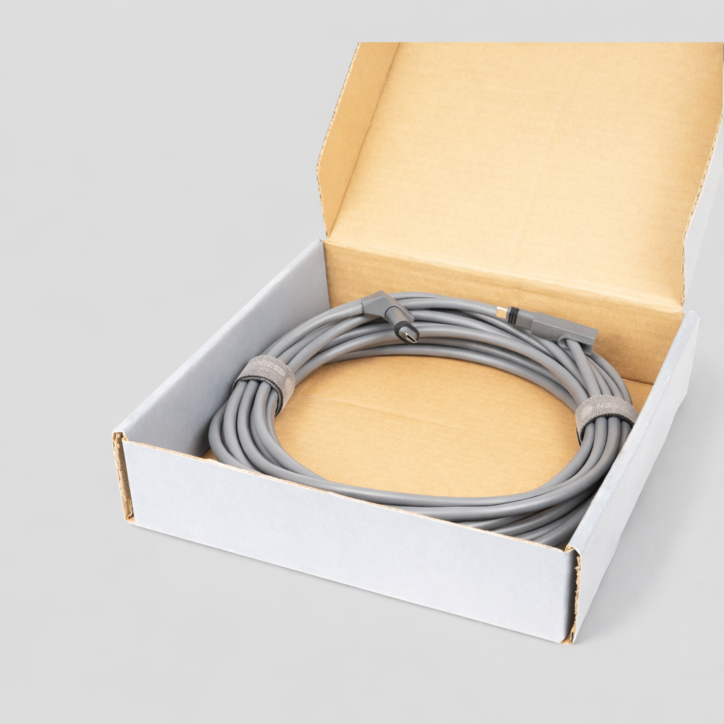 SPX Gen 2 replacement cable for Starlink Gen 2 displayed in open box packaging, neatly coiled and ready for installation