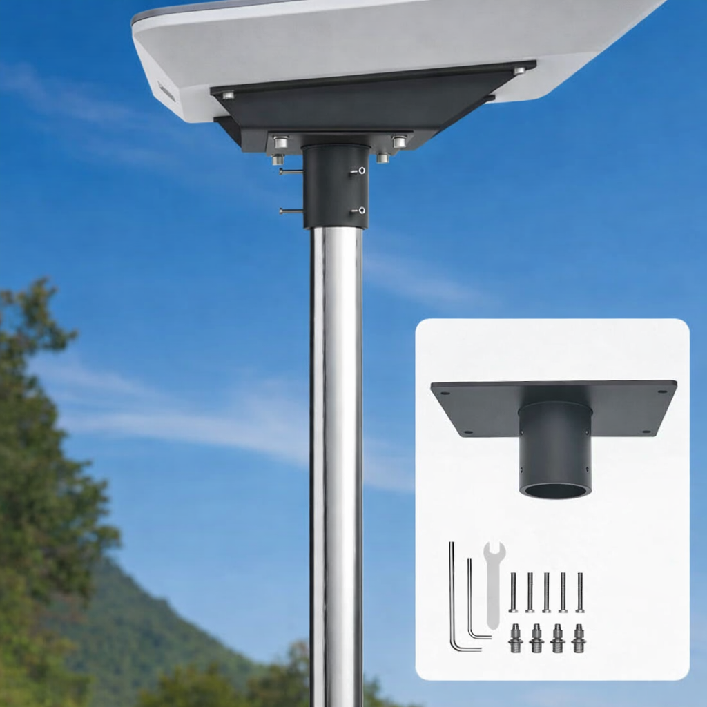 Starlink Gen 2 high performance dish pole mount with included bolts, hex keys, and installation hardware