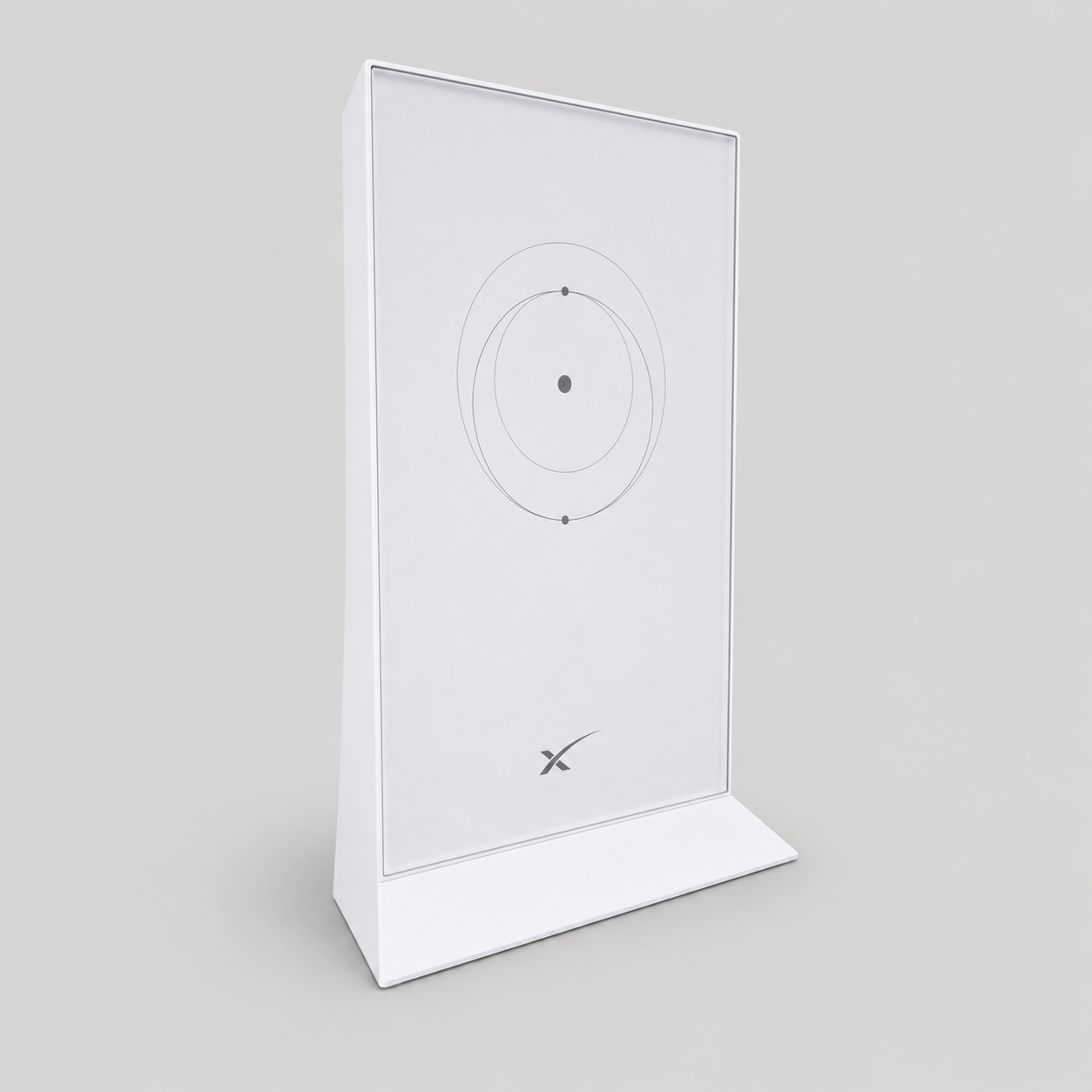 Angled front view of the original Starlink Gen 2 Router UTR-211 showing the slim profile and integrated stand