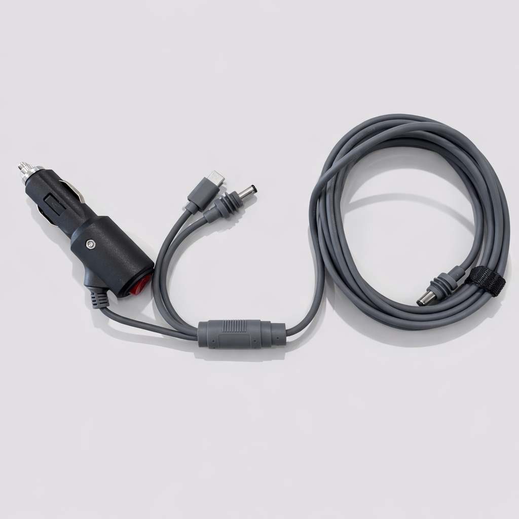 Starlink Mini 3-in-1 DC power cable for cigarette lighter outlets with on/off switch, inline fuse protection, USB-C and DC barrel connectors