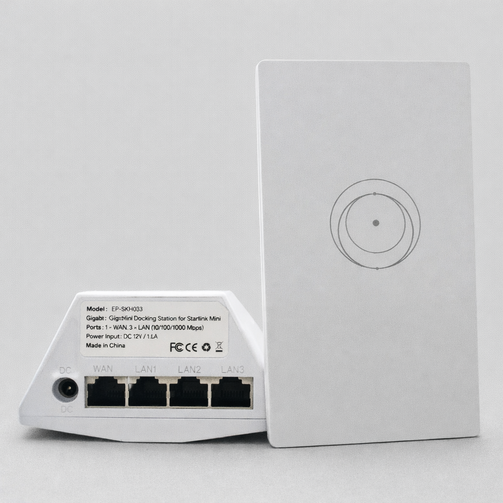 Gigabit ethernet docking station hub for Starlink Mini router with WAN and LAN ports