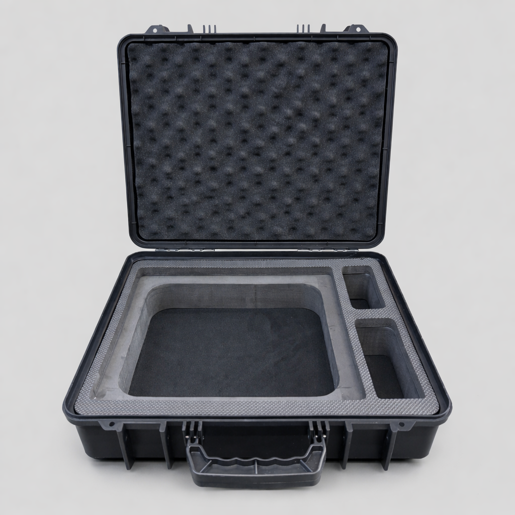 Starlink Mini hard case showing custom foam insert designed to protect Starlink Mini and accessories