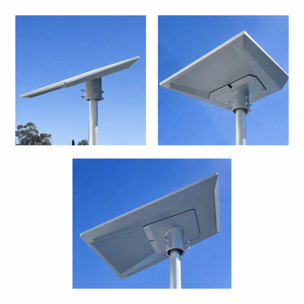 Starlink Performance Gen 3 pole adaptor aluminium multiple angles mounted on a starlink against blue sky
