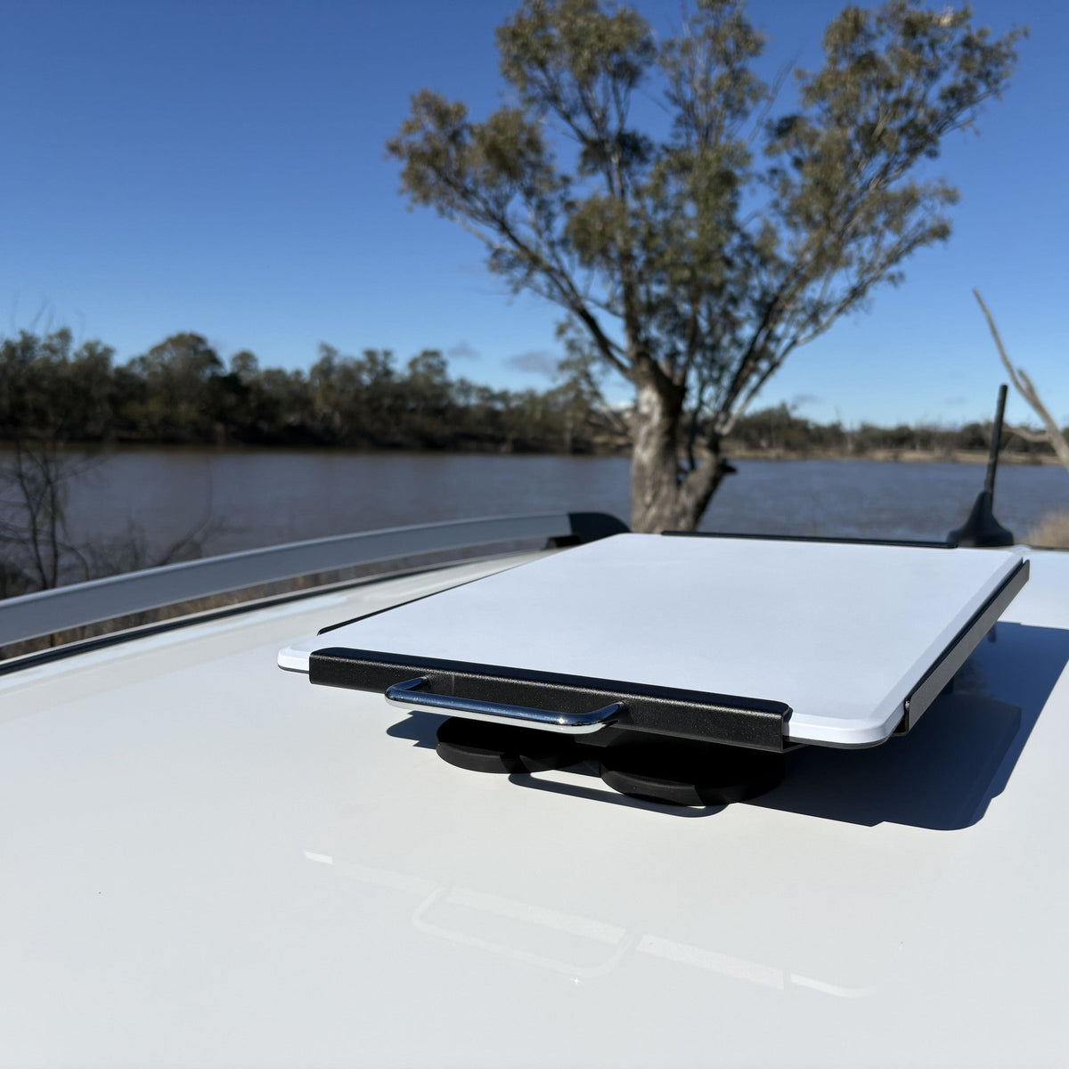 Starlink V5 Robust Magnetic Roof Mount installed on a vehicle roof, front view
