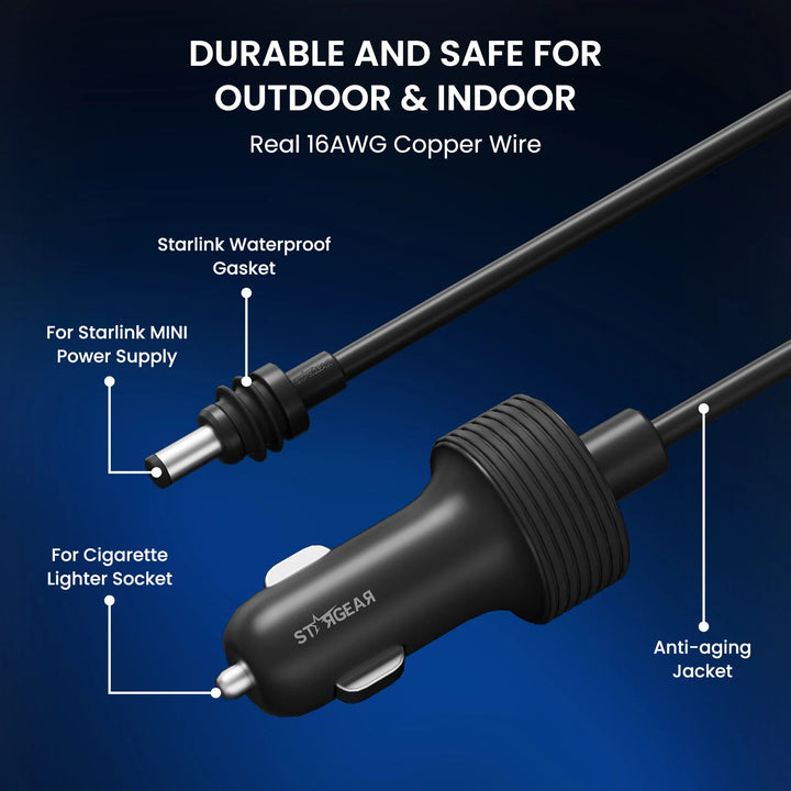 High Quality 12V-48V Cig Outlet to DC Power Cable for Starlink Mini 3M/9.8FT