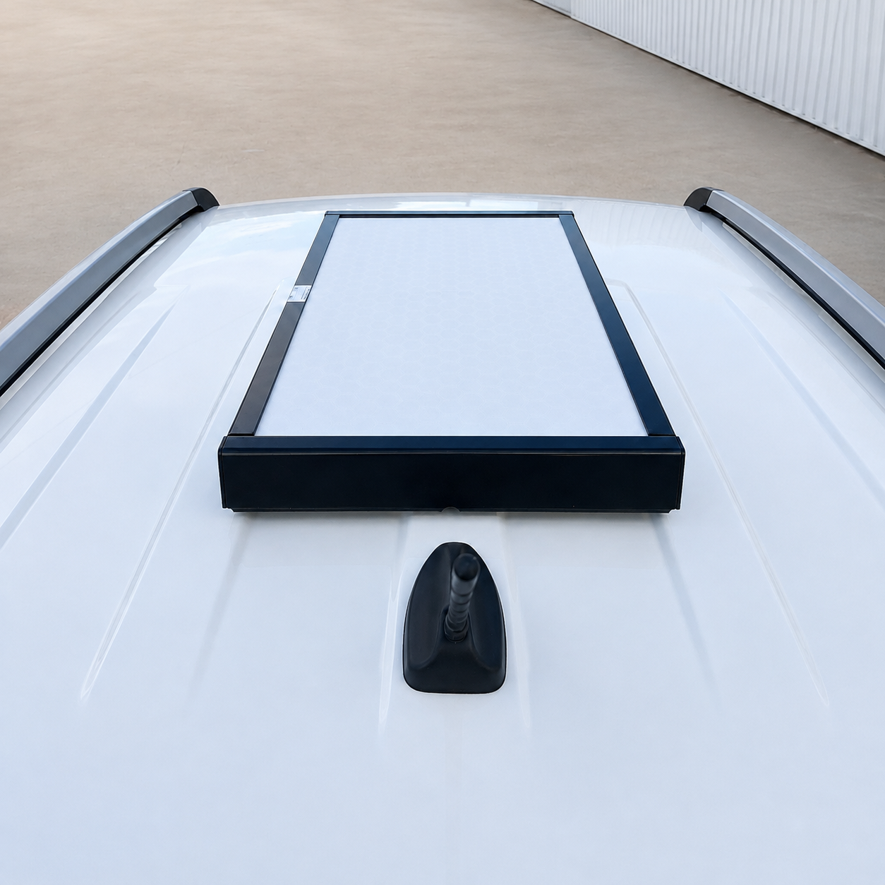 Spacetek Stealth Mount for Starlink Gen 3, heavy duty aluminium vehicle mount in black pictured on a car roof