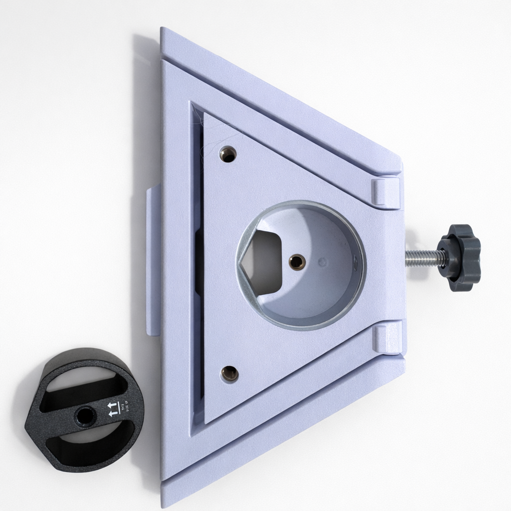 Starlink Mini 3-in-1 kickstand mount in grey with integrated triangular support frame and mounting plate, shown at an top andle on a neutral background with tripod adapter. 