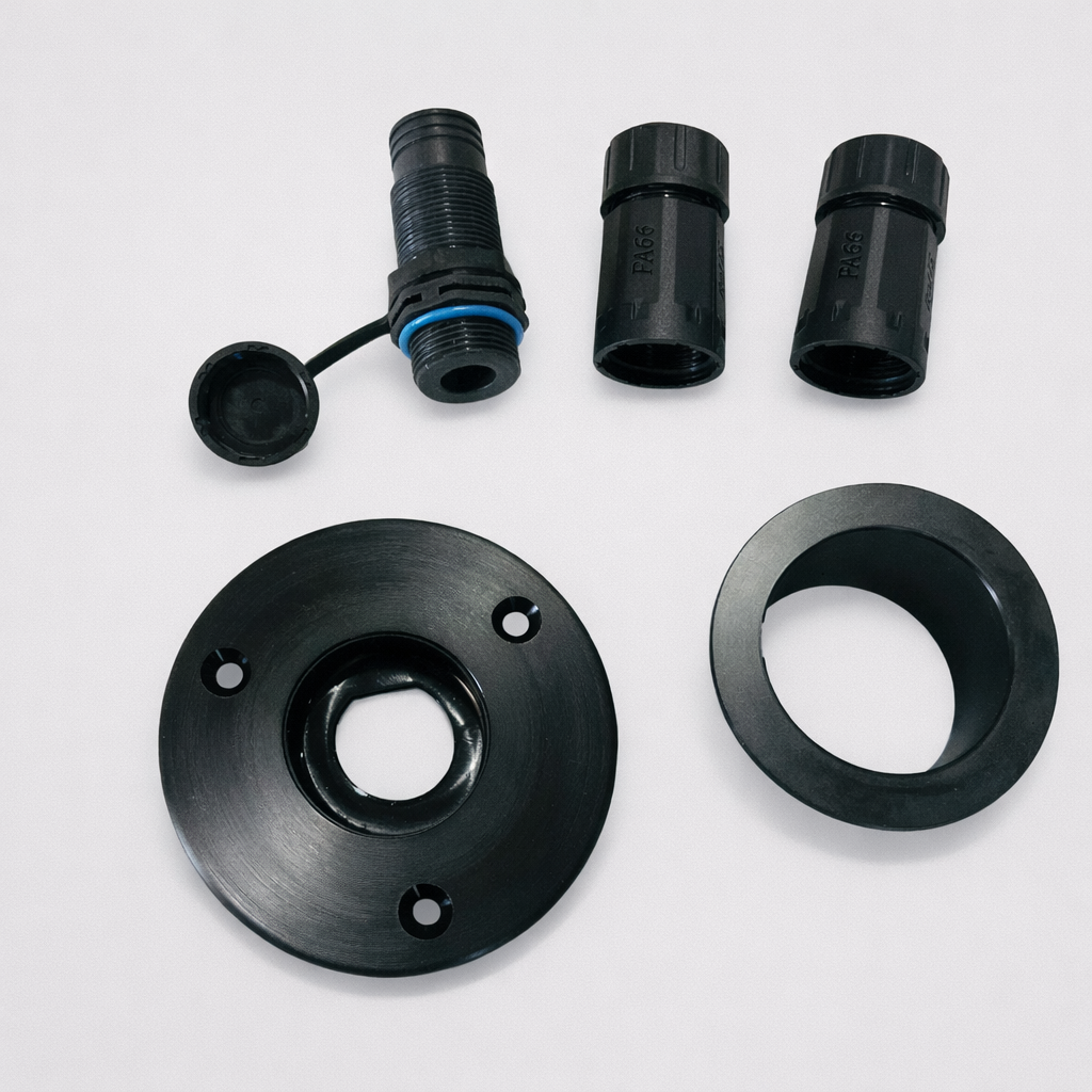 Starlink Mini Recessed DC Socket with Backing Plate top view of parts