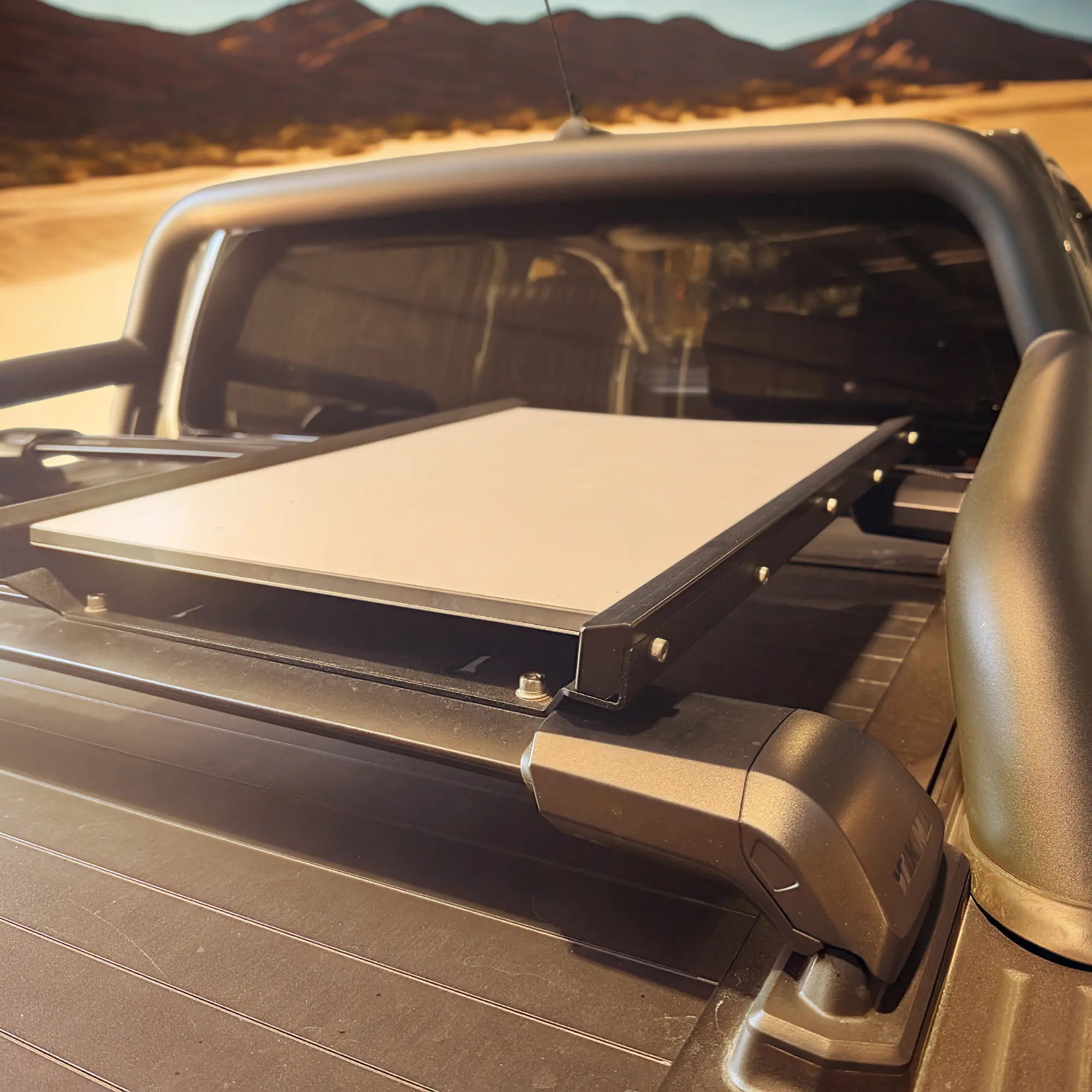 Starlink Gen 3 Spacetek Motion Roof rack on a vehicle with a desert landscape in the background