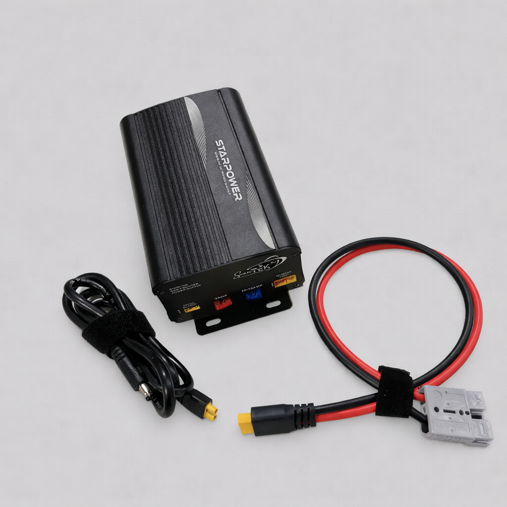 Starpower inverter with cables on a gray background