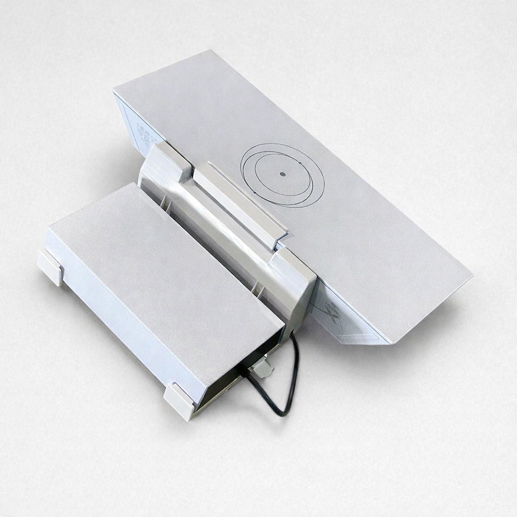 Angled view of Gen 3 router wall mount holder with integrated power supply storage.