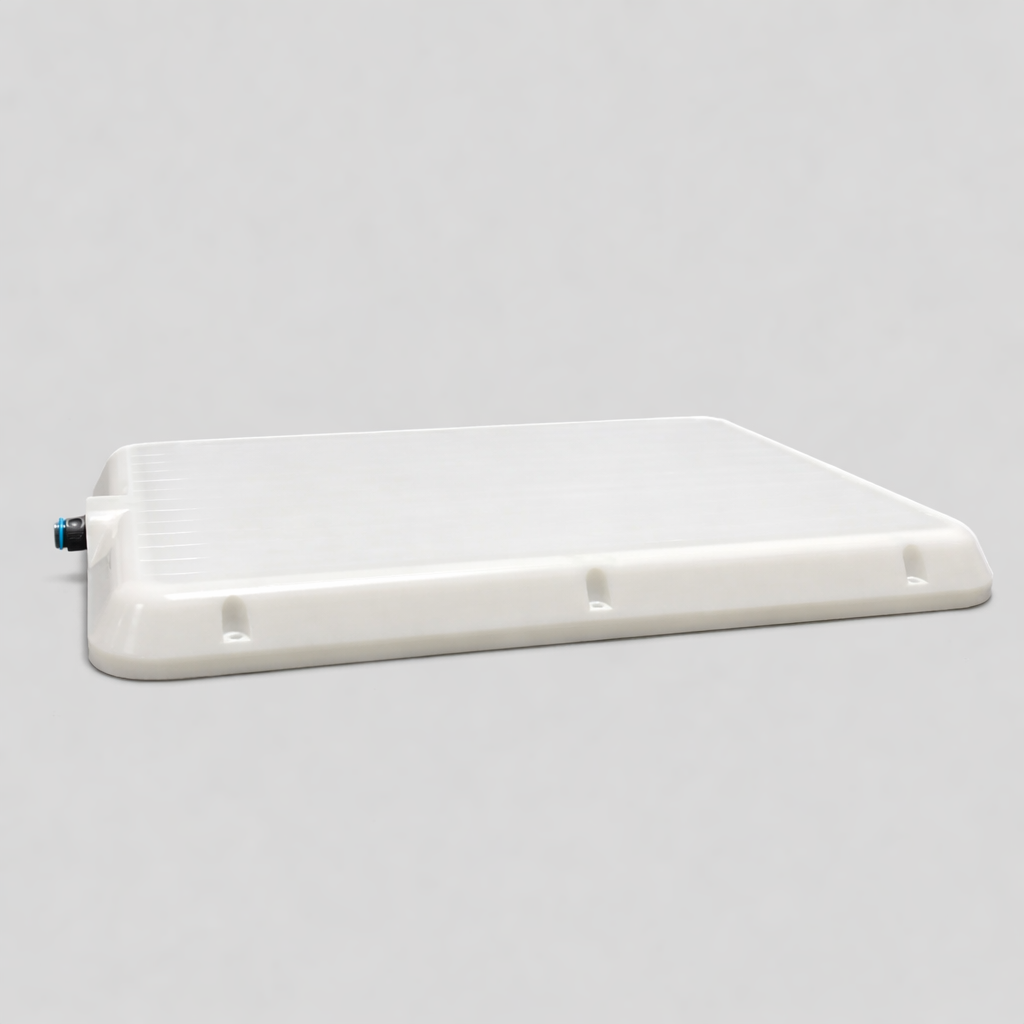 Gen 3 V-Cell rugged enclosure top view showing ribbed weatherproof housing for vehicle mounting.