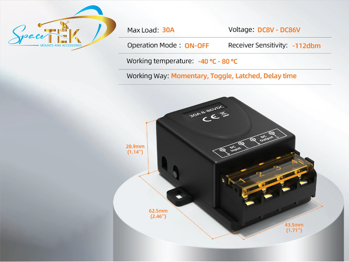 12V Remote Control Relay 30Amp (8-86VDC) | Starlink Australia