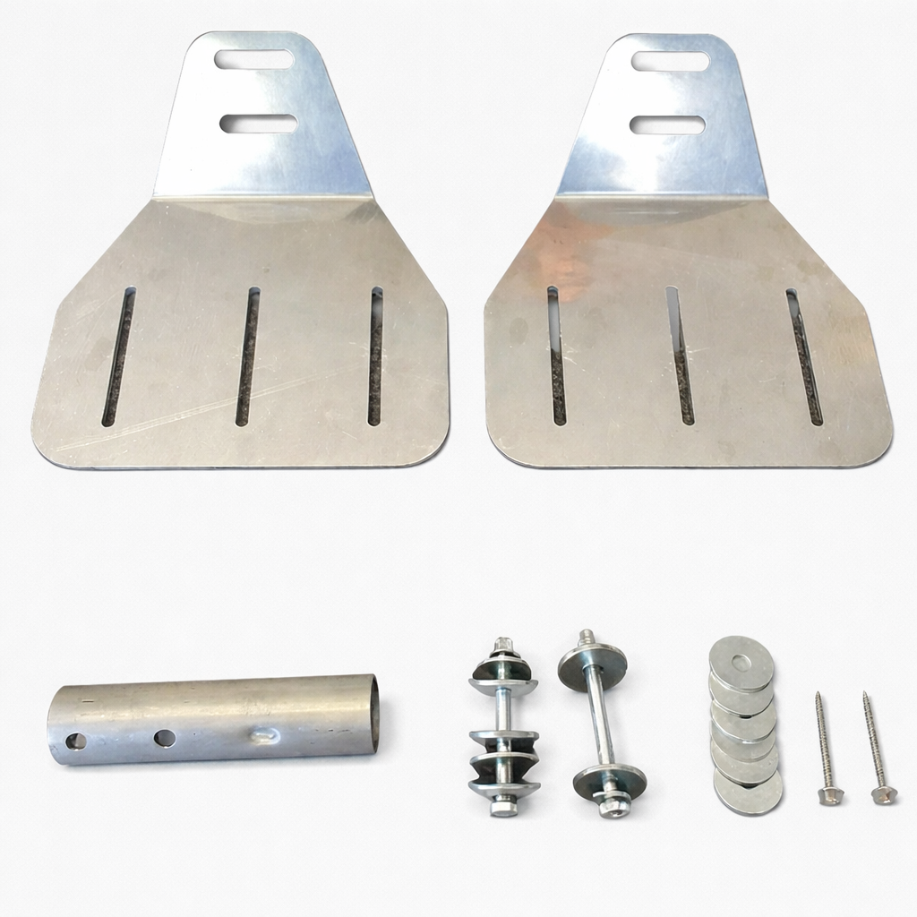 Spacetek Gen 2 roof ridge mount kit complete hardware set with aluminium ridge plates, mounting tube and stainless fixings