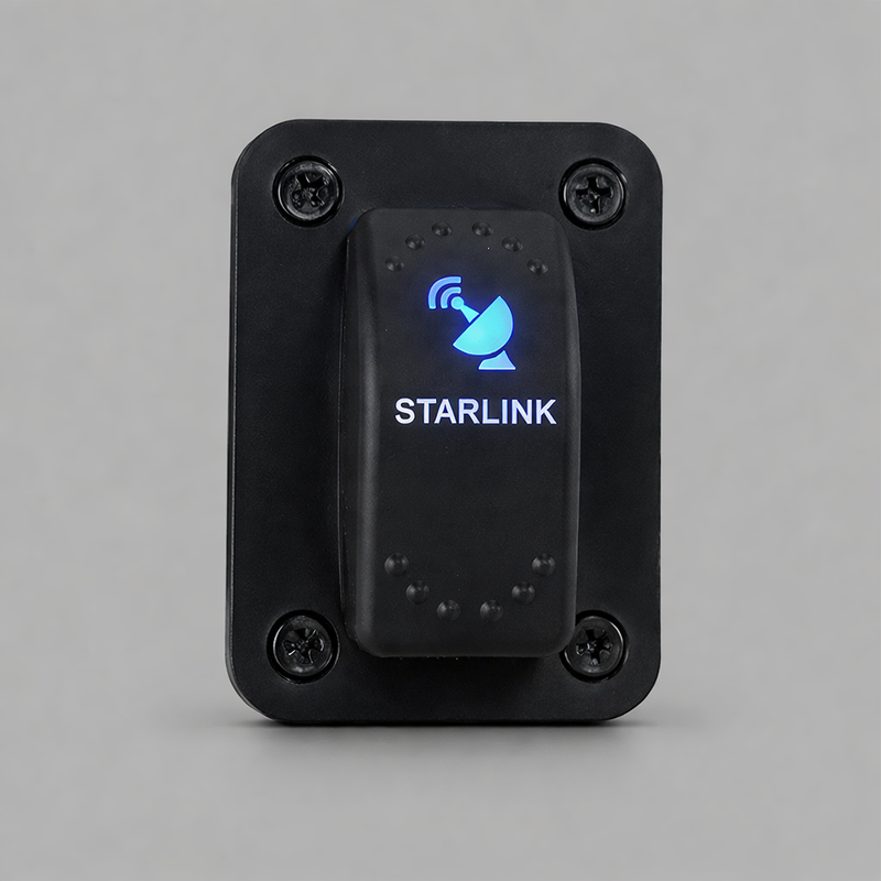 Starlink DC 3-Pole Rocker Switch – Blue LED with Mounting Plate