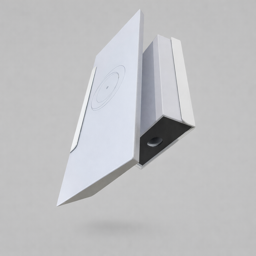 Perspective view of Starlink Gen 3 router and power supply wall mount highlighting installation angle and bracket geometry