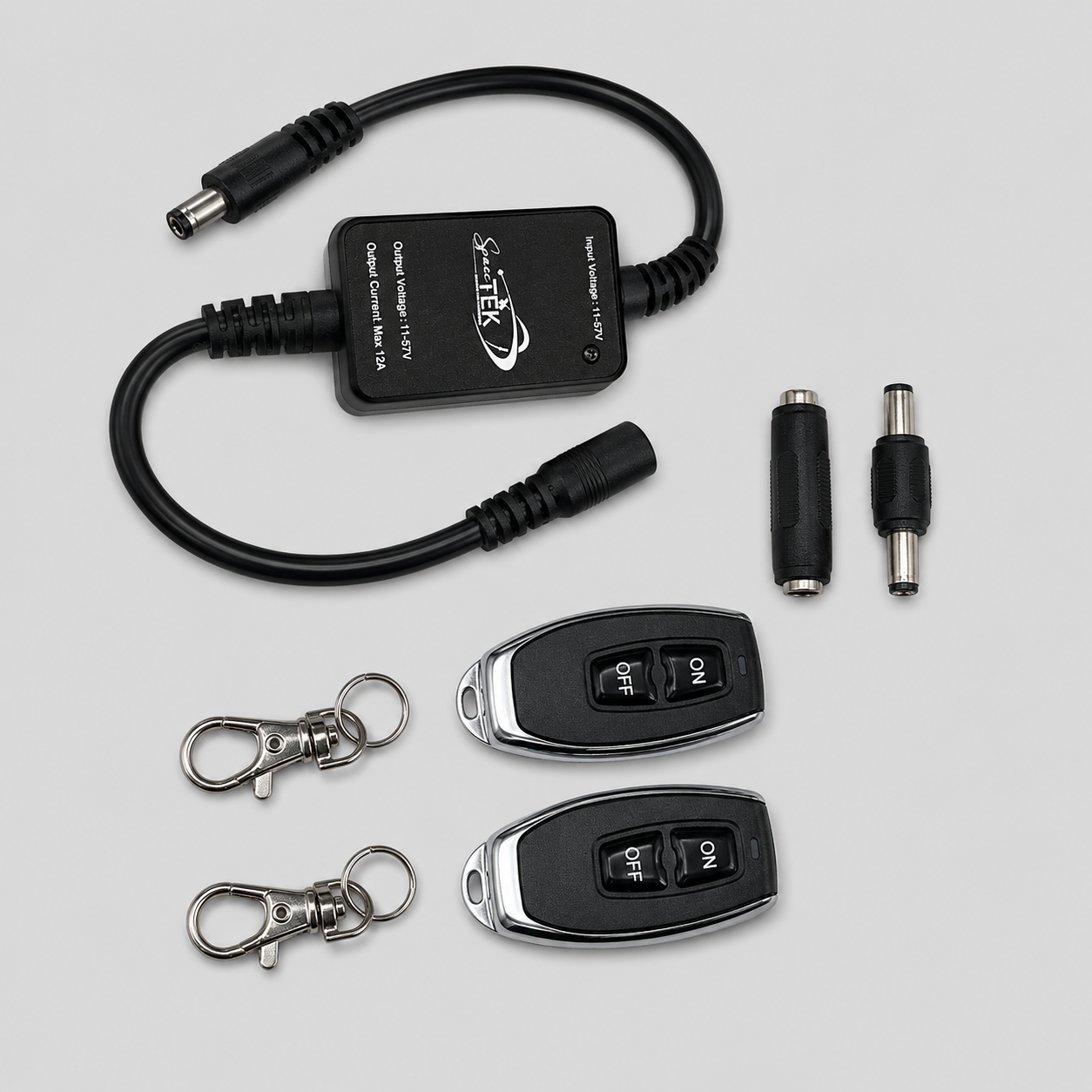 Complete Starlink Mini in-line wireless relay kit including remotes, relay module and DC barrel adapters